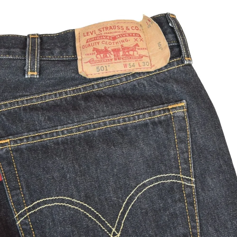 Levi’s 501 Original Jeans W54 L30 Dark Wash Button Fly Straight Leg Rugged